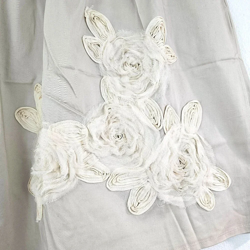 American Sz 3X Floral Rosette Appliqués Ecru Skirt Pockets Romantic Party Fairy - Picture 5 of 9